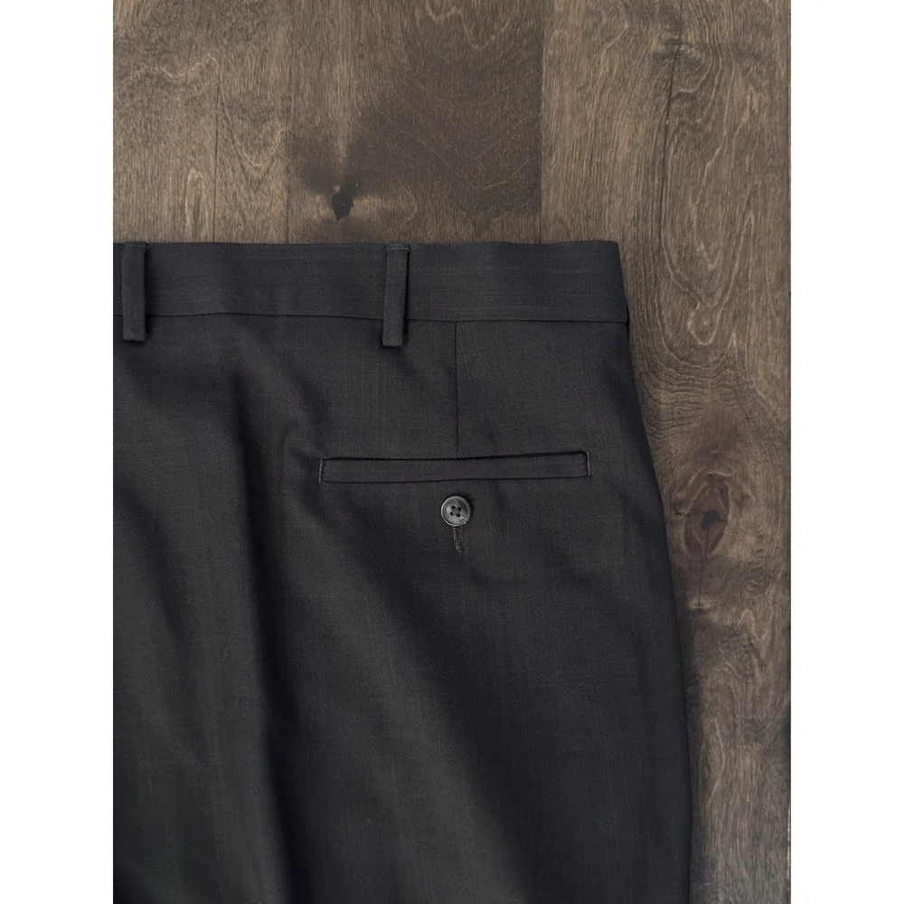 Haggar Repreve Mens Flat Front Dress Pants Size 44X32 Dark Grey Expandable Waist